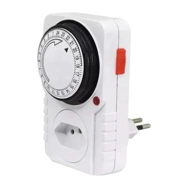 Imagem de Temporizador Mecânico Tomada Analógico Exbom, 24h, Timer, 10a, Bivolt