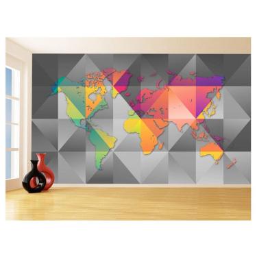 Imagem de Papel De Parede 3D Mapa Mundi Moderno Concreto 3,5M Nmu72