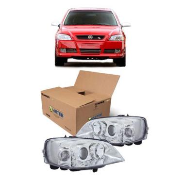 Imagem de Par Farol Cromado Com Relgulagem Eletrica Arteb Astra 2003 A 2011 Par1