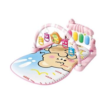 Imagem de Tapete de Atividades Musical com Piano Interativo para Bebê, Rosa, Poliéster e Plástico, 70x43cm, Arco com Brinquedos Suspensos, 3+ Meses