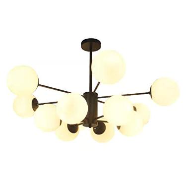 Imagem de Luminária de teto dourada de 8 cabeças, luminária pendente de teto para sala de estar, sala de jantar, quarto, estudo, luminária suspensa, lustres nórdicos Sputnik-preto. 12 cabeças