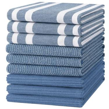 Imagem de Homaxy Toalhas de cozinha premium (45,7 cm x 71,1 cm, pacote com 9), toalhas de mão de cozinha grandes de algodão 380 GSM, toalhas de prato macias e absorventes, conjunto de toalhas de chá multiuso