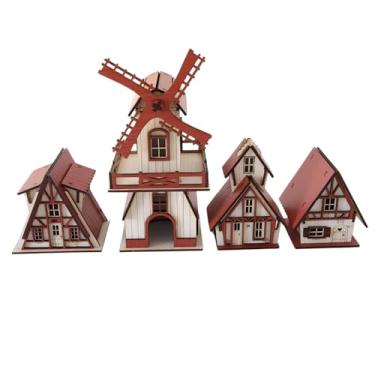 Imagem de Vila Natalina Decorativa 4 Peças – Casinhas de MDF Premium Vermelho e Branco para Decoração de Natal