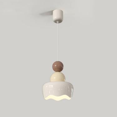 Imagem de Lustre nórdico de cozinha, luminária pendente em branco, lustre moderno, luminária de ilha LED regulável, pequena, fofa, infantil, luminária de teto suspensa para quarto, meninas, cabeceira,