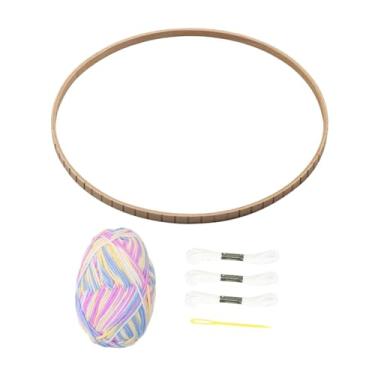 Imagem de CarpNettore Conjunto de tear manual para máquina de tricô, suprimentos para artesanato, decoração de parede para, estrutura de tear, Branco Roxo