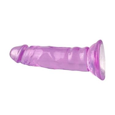 Imagem de Genérico Dildo Realístico em Silicone, Roxo, 13cm, com Ventosa, Alimentado Manualmente, Sem BPA