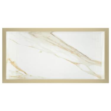 Imagem de Nicho em Porcelanato para Banheiro - (Calacata C/Bordas Bréccia) 60x30x8 cm, Resistente à Ferrugem, Moderno, Montagem em Parede