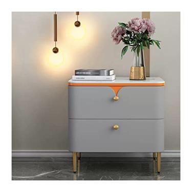 Imagem de Mesa de cabeceira com 2 gavetas, mesa de canto com puxadores de metal e pernas de mesa, mesa de cabeceira para quarto e dormitório, mesa de cabeceira cinza (tamanho : L40xD40xH51c ()