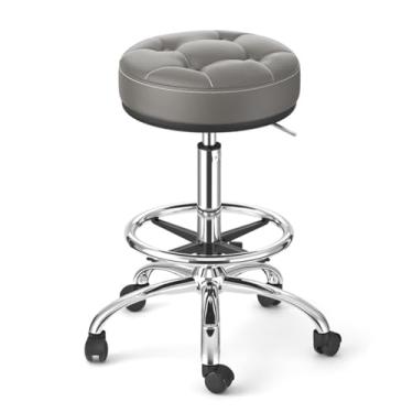 Imagem de WYUYIWH Banqueta redonda giratória, ajustável em altura, banco médico resistente para salão, estúdio, loja, cozinha, odontologia, massagem, A2