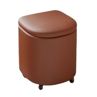 Imagem de Banqueta de couro com moldura de madeira estofada de espuma de alta resiliência banquinho elegante com polia