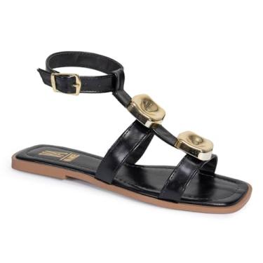Imagem de Sandalia Feminina Flat Rasteira de Tira Detalhe Sofisticado Leve Confortável Via Angel 9701 (Preto, BR, Adulto, Numérico, 40)