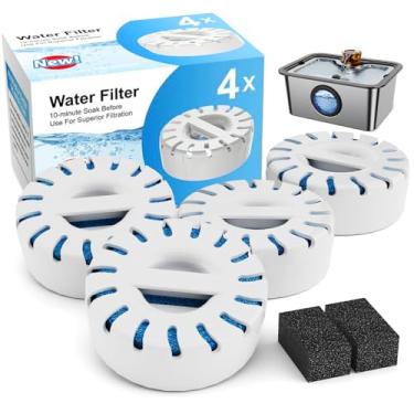 Imagem de Filtros de água de substituição para fonte de água para cães grandes, livre de BPA, compatível com fonte de água IAD de aço inoxidável para cães grandes, suprimento de filtro de 2 meses, pacote com 4