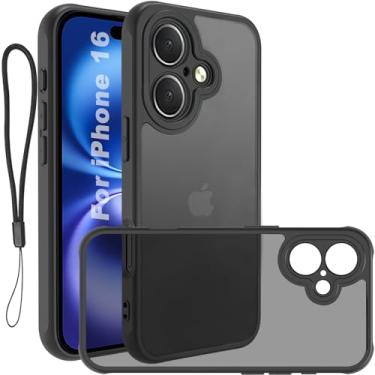 Imagem de USTIYA FG Capa para iPhone 16 Case Matte Acrílico Uso Resistente Protetora de Câmera Capinha Acessórios para Celular com Cordão Preto