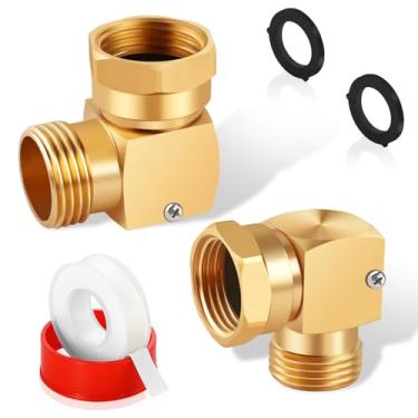 Imagem de Boltigen 2 peças cotovelo giratório de mangueira de 90 graus, latão 3/4 GHT conector de extensão de mangueira de jardim, adaptador protetor de torção de mangueira de jardim para trailer, ambientes