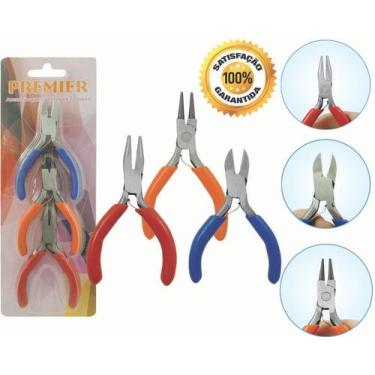 Imagem de 3 Alicates Pequeno Miniatura Bijuteria Artesanato Cabo Macio - Premier