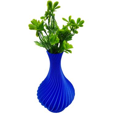 Imagem de Vaso Espiral 3D Plantas Decorativo 18 cm Azul Brilhante