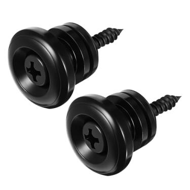 Imagem de 2 peças de botões de alça de guitarra de metal preto, travas de alça de guitarra de cogumelos, cabeça, guitarras, botões, peças de guitarras elétricas, peças para baixo de ukulele clássico acústico