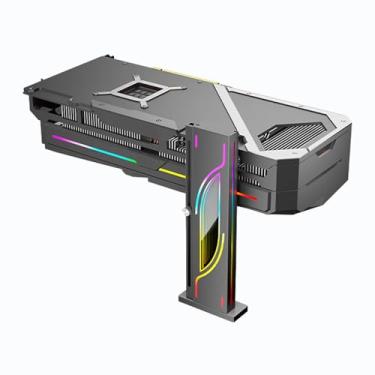 Imagem de Suporte de Suporte ARGB GPU Ajustável, 3PIN 5V PC Graphics Card Stand Holder, Suporte Anti Sag Com Base Magnética, Montagem Vertical GPU para Placas Gráficas PC (Preto)