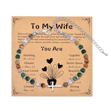 Imagem de met-edianger Pulseira de cruz com cartão para mulheres, pulseira de fé, religiosa, cristã, batismo, Páscoa, presente de Natal para amante, mãe, filha, irmã, amiga, Adjustable, Sem Pedra Preciosa