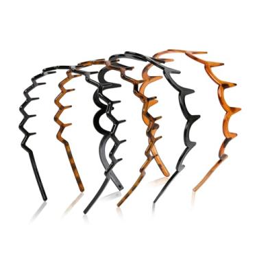 Imagem de WOVOWOVO Faixas de cabelo em ziguezague em ziguezague para mulheres adolescentes e homens, faixas de cabelo de plástico com dentes finos em ziguezague para cabelo feminino, acessórios de pente preto