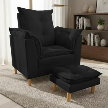 Imagem de Poltrona Amamentação com Puff - Conforto, Leitura e Descanso (Preto)