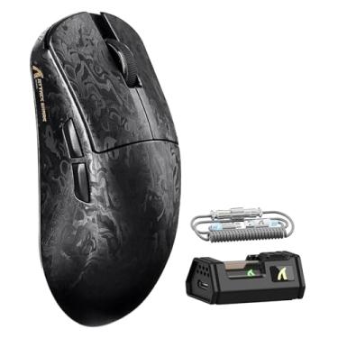 Imagem de ATTACK SHARK R11 Ultra Mouse gamer sem fio 8K de fibra de carbono com sensor PAW3950 MAX de 42.000 DPI,49 g,leve,chip MCU nórdico 52840,programável com fio/BT/2,4 GHz,cabo RGB espiral(Black Ink)