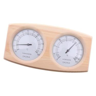 Imagem de Generic Termômetro e higrômetro de sauna de madeira 2 em 1, temperatura de 10 a 120 ° C, medidor de umidade leve de 0 a 100%, 9,2 x 5,1 x 1,2 polegadas,