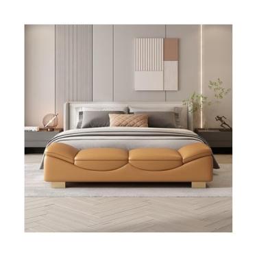 Imagem de ZzleoyuUUs-12 Banco de entrada, quarto, cama, banco, luz de luxo, entrada para sofá, sala de estar, espreguiçadeira pequena (laranja, média)