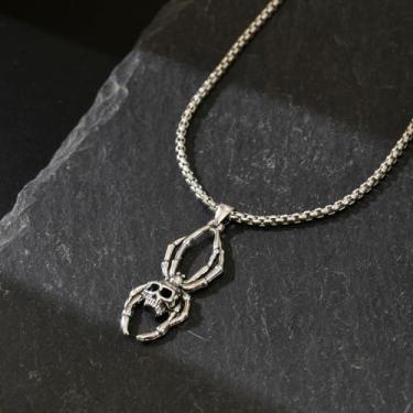 Imagem de Colar com pingente de caveira de Halloween para mulheres e homens, corrente de garra gótica de Halloween, joia punk rock, One Size, Metal, Sem Pedra Preciosa