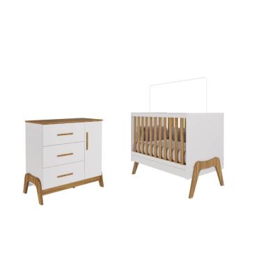 Imagem de Quarto Bebe Berço e Cômoda Moveis Peroba Guti Retro MDF