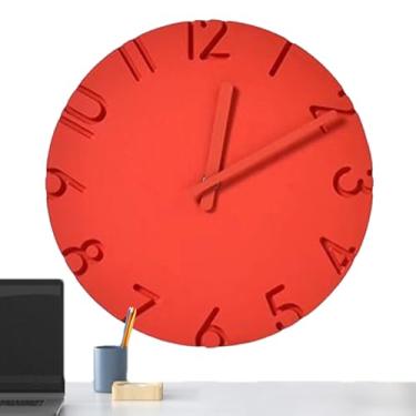 Imagem de Relógio De Parede,Relógio com Textura de Cimento e Números 3D de 30 cm - Decoração De Parede Para Ambiente Doméstico,Para Sala De Estar Cozinha Casa De Campo Escritório Quarto Sala De