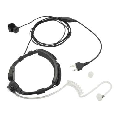 Imagem de stdgove Fone de ouvido flexível ajustável para microfone de garganta, tático, mircófone, condução óssea, fone de ouvido acústico para walkie talkies Midland GXT LXT GMRS de 2 pinos