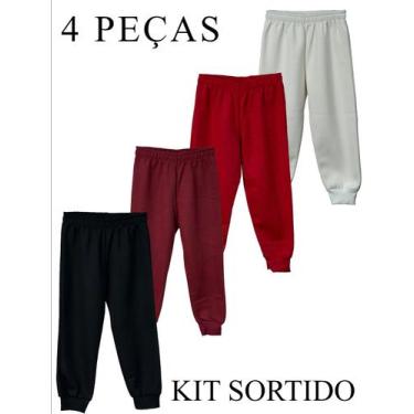 Imagem de Kit 4 Calças Moletom Menino e Menina Cores Sortidas - Brilha Kids, 6