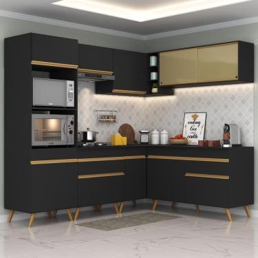 Imagem de Cozinha Completa De Canto Multimóveis Preto/dourado