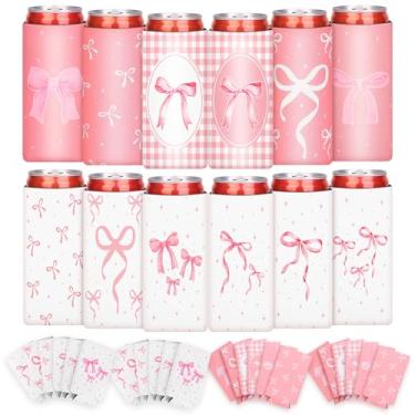 Imagem de homdat Pacote com 24 capas térmicas para latas finas, suporte de bebida gelada de neoprene de sublimação para cerveja fria ou refrigerante, capas de bebidas altas e finas de 340 g para festas de verão