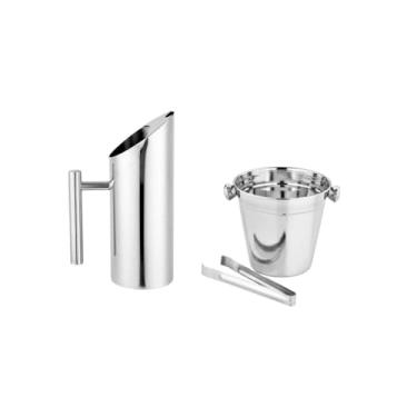 Imagem de Genérico, Jarra de Suco e Balde de Gelo Pegador Aço Inox Bar Bebidas