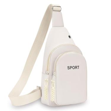 Imagem de Bolsa tiracolo para homens e mulheres, leve, ajustável, bolsa tiracolo de lazer, adequada para caminhadas ao ar livre e viagens, Branco, Bolsa tiracolo esportiva