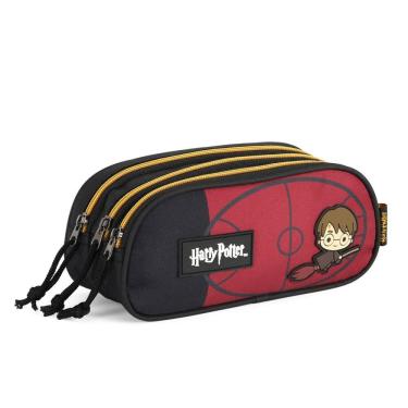 Imagem de Estojo Triplo Escolar Harry Potter Cor Preto Luxcel Hogwarts
