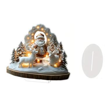 Imagem de Generic Placa de ornamento de acrílico 2D, artesanato colecionável, presentes, decoração, placa de Natal para mesa, sala de jantar, estante, peça central, Papai Noel