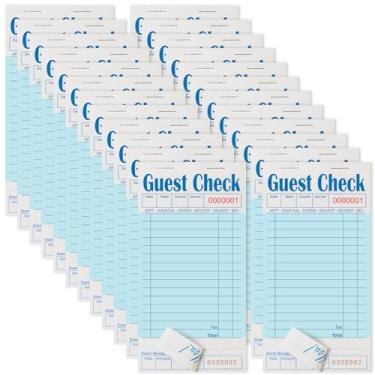 Imagem de ZPARIK Pacote com 24 livros azuis de cheques de convidados para servidores, bloco de notas de garçom, bloco de notas de garçom para restaurantes, cheques de papel 50 folhas/pacote, 300 ingressos no