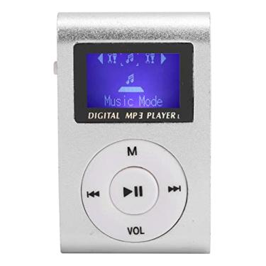 Imagem de MP3, mini reprodutor de música, leitor de música MP3 portátil, design de tela LCD com clipe traseiro, suporte para cartão de memória de 32 GB, MP3 esportivo para amantes de música (prata)
