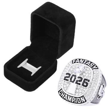 Imagem de guancrown Anel de Campeonato de Futebol de Fantasia 2026 com BoxAward Prize Trophy Sports Winner MVP FFL Anel (12, tamanho 11)