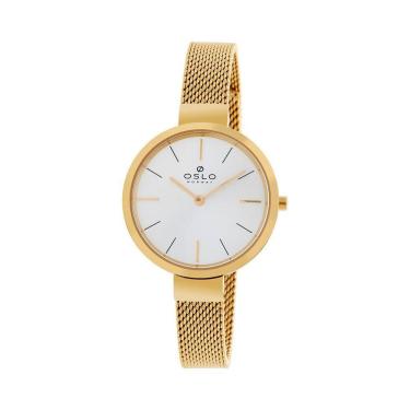 Imagem de Relógio Feminino Dourado Oslo S1Kx Aço Safira 30m