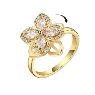 Imagem de Anel Fidget Ansiety Spinner Anel Aberto Ajustável Girassol Estrela Lua Moinho de Vento Anéis Borboleta Margarida Aliviar Estresse Fidget Feminino Zircônia Cúbica Anti Stress Humor Rotação Inspirações