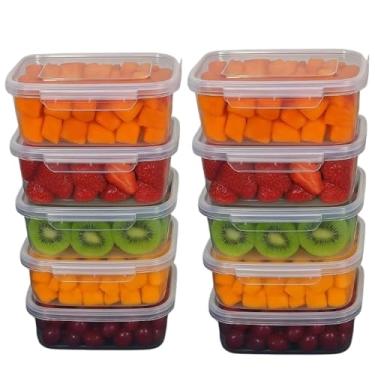 Imagem de 10 Potes de Plástico 900ml com Travas Herméticas Kit Conjunto de Pote Plástico com Tampa Fácil vedação eficiente sem vazamentos empilhável para marmitas fitness refeições organização e transporte (10)