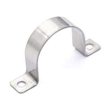 Imagem de FamlTol Grampos de tubulação de 2 furos, suporte em U, clipes de fixação de conduíte, braçadeiras de tubo de cabo, clipes de tubo 304 Ss para amarrar tubos | OD 1-9/40.6 cm | 10 peças