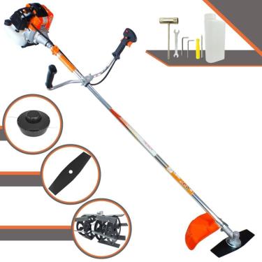 Imagem de Roçadeira Profissional Lateral Vulcan Vr430s À Gasolina 43cc 1,7hp 2t + Enxada Rotativa Duraline Tubo 28mm Eixo 8x9 Es