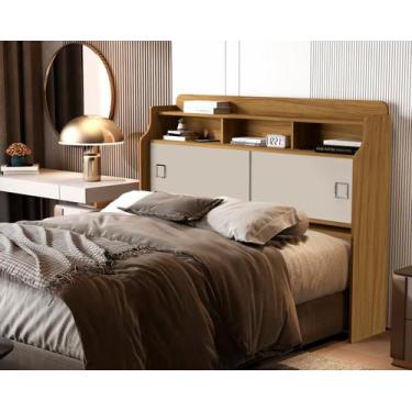 Imagem de Cabeceira Box Queen Casal Jessica 160 metros com Prateleiras Nicho E P