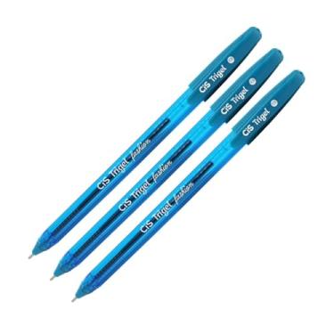 Imagem de Kit com 3 Canetas Gel Escolar Trigel Glitter Fashion Azul Ponta 1.0 Colorido Lettering Textos Aula
