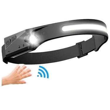 Imagem de Lanterna Fita Led Cabeça Com Sensor De Movimento Liga Desliga Camping Pesca Caça Bike